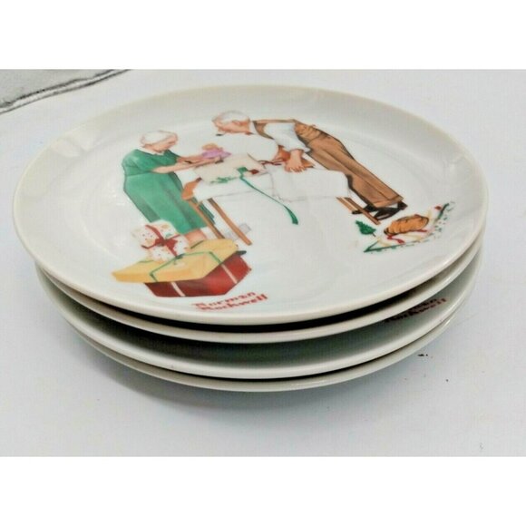 Collector Plates Norman Rockwell 4 Plate Set Hangable 6.5" - Japan - Picture 11 of 11
